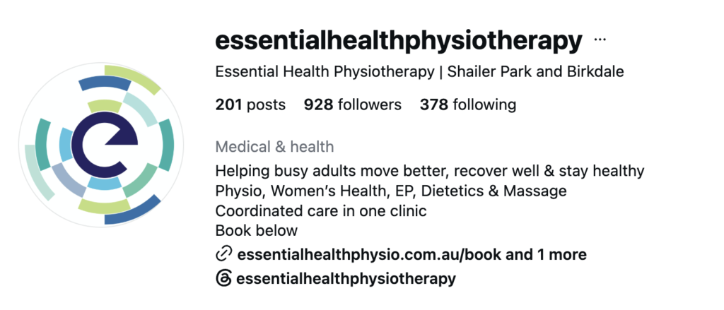 Essential Health Physio Instagram
